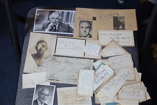 A large collection of miscellaneous autographs on piece, including Air Commodore Archie Winskill,